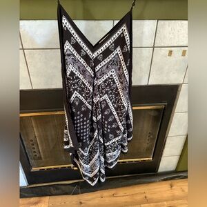 Black and White bandana print handkerchief dress.